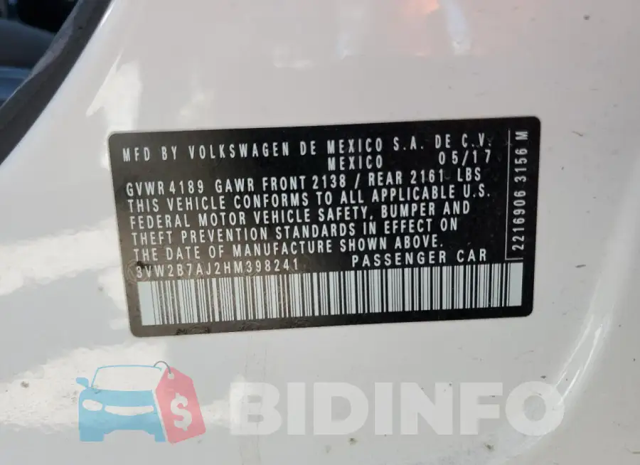 3VW2B7AJ2HM398241 Photo# 12
