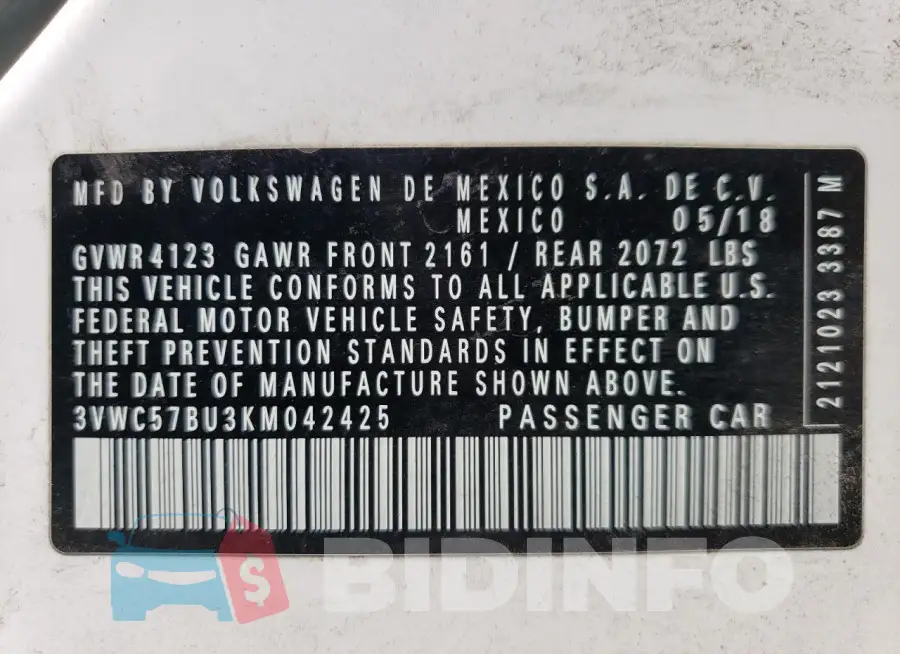 3VWC57BU3KM042425 Photo# 12