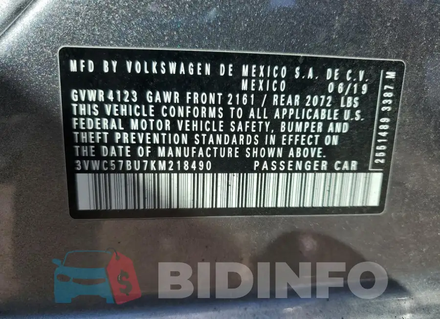 3VWC57BU7KM218490 Photo# 12