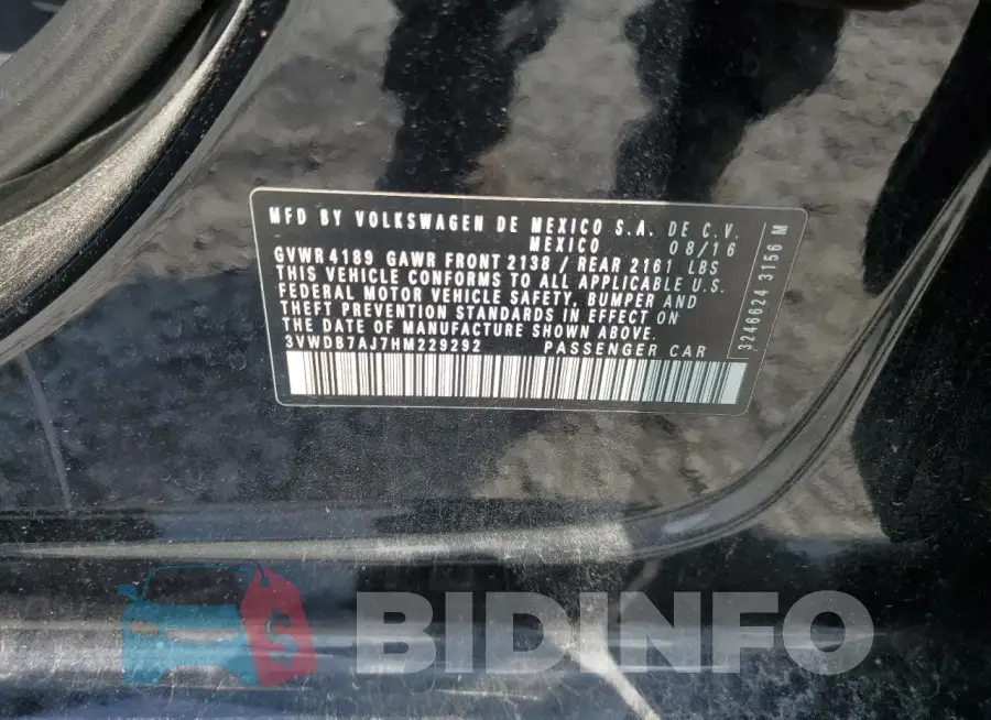 3VWDB7AJ7HM229292 Photo# 12