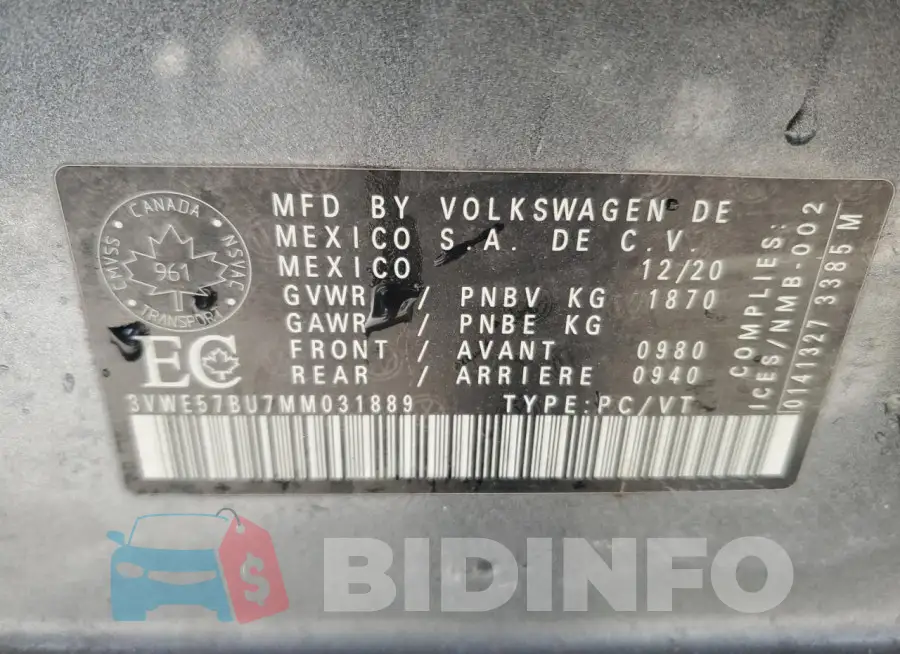 3VWE57BU7MM031889 Photo# 12