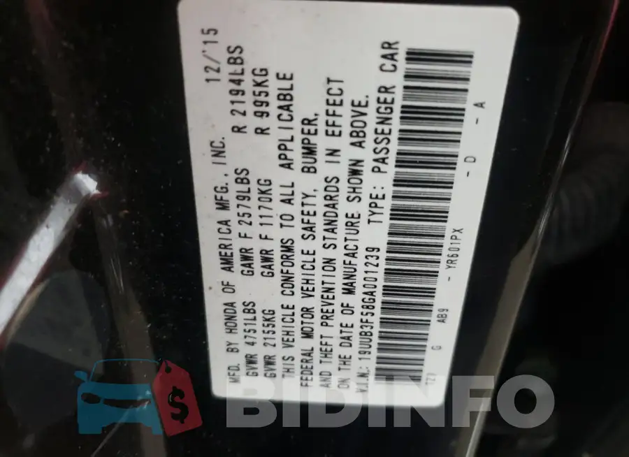 19UUB3F58GA001239 Photo# 12