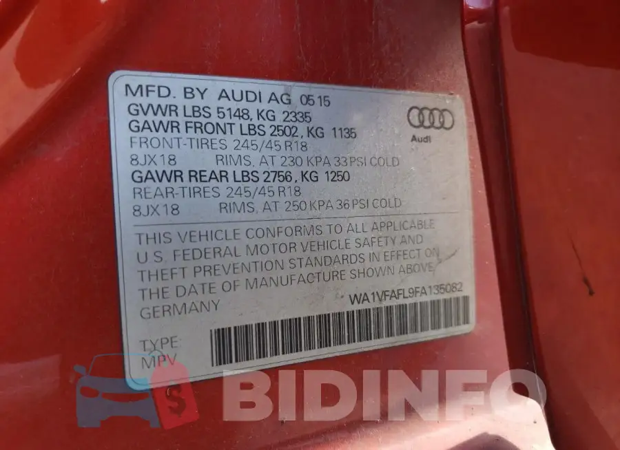 WA1VFAFL9FA135082 Photo# 14