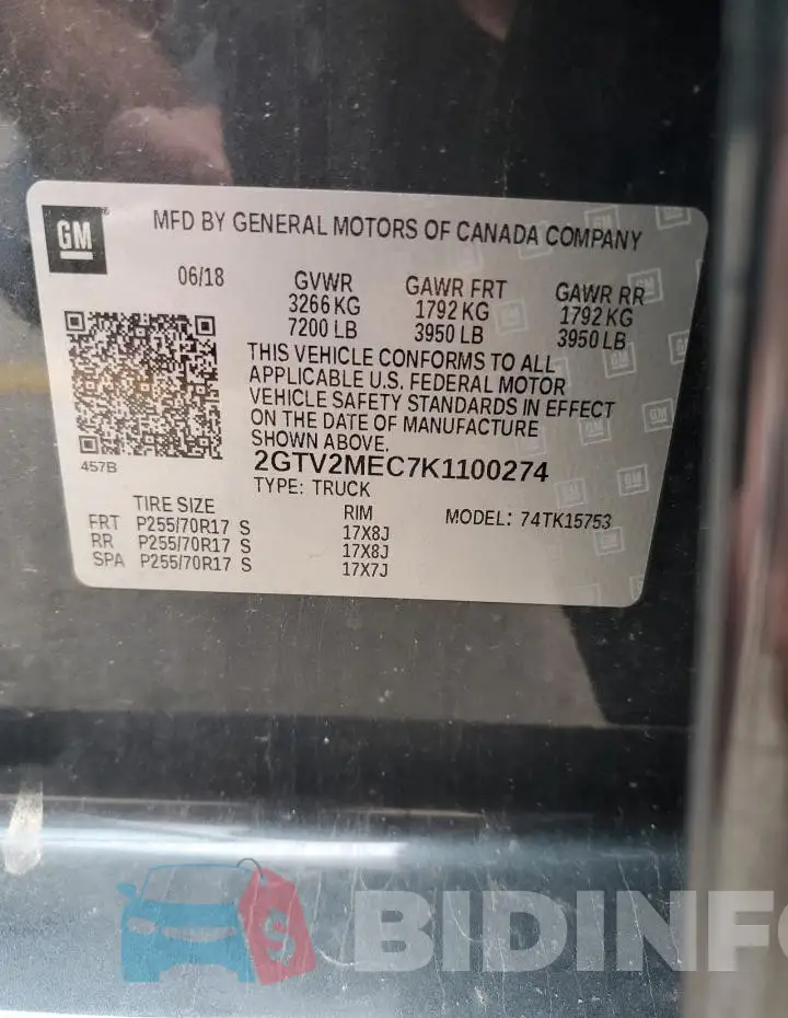 2GTV2MEC7K1100274 Photo# 12