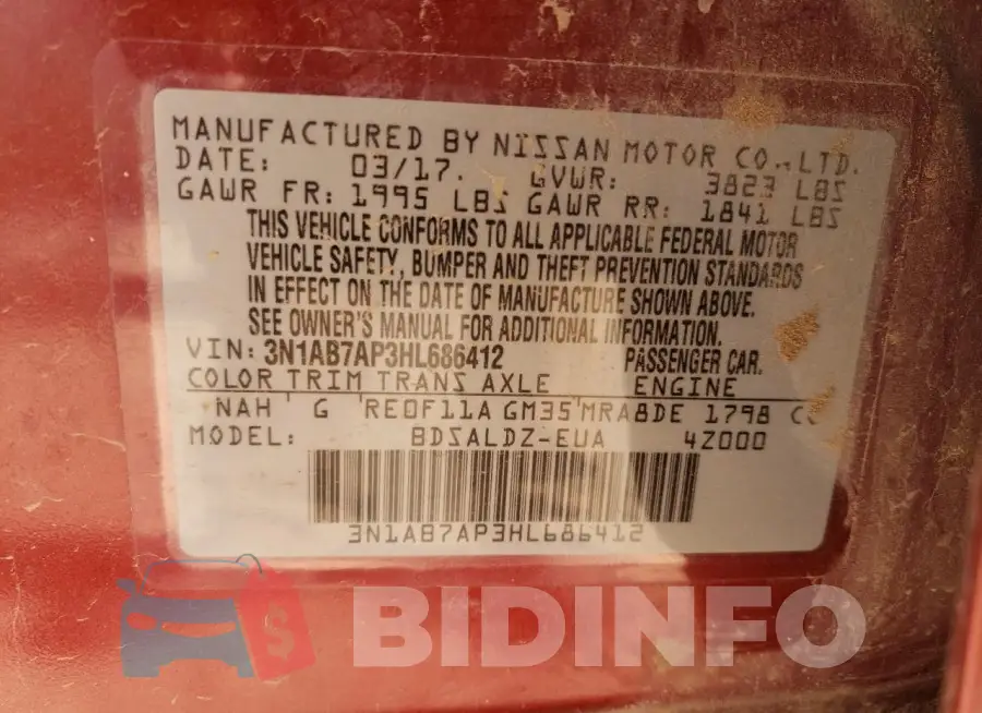 3N1AB7AP3HL686412 Photo# 12