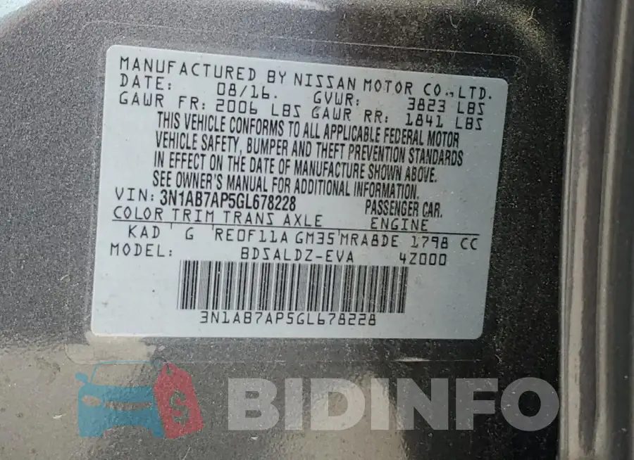 3N1AB7AP5GL678228 Photo# 13