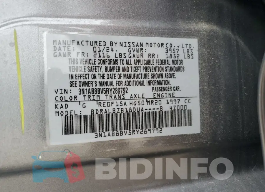 3N1AB8BV5RY289792 Photo# 12