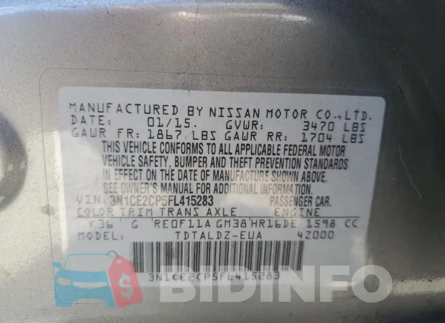 3N1CE2CP5FL415283 Photo# 13