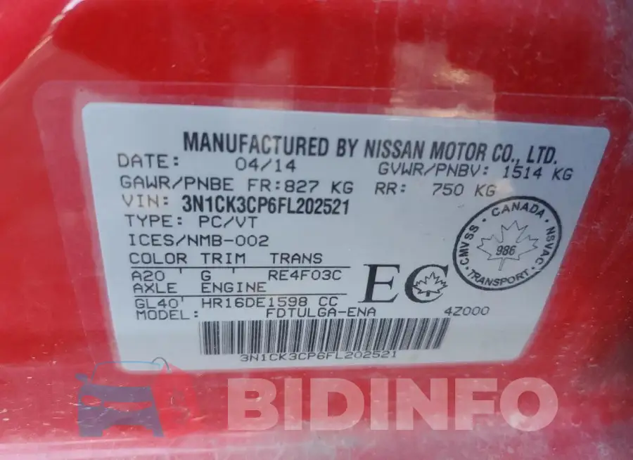 3N1CK3CP6FL202521 Photo# 13