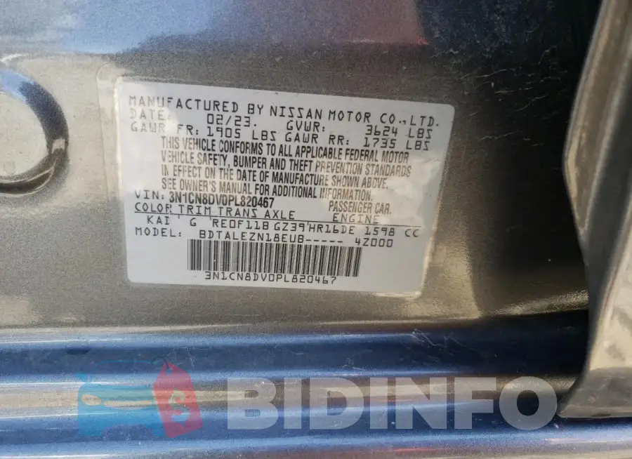 3N1CN8DV0PL820467 Photo# 12