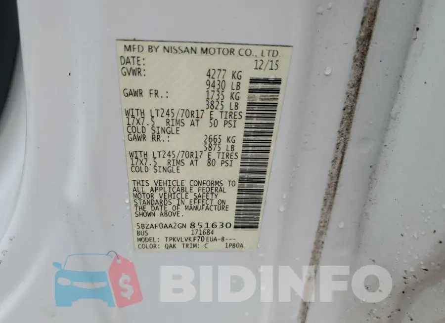 5BZAF0AA2GN851630 Photo# 13