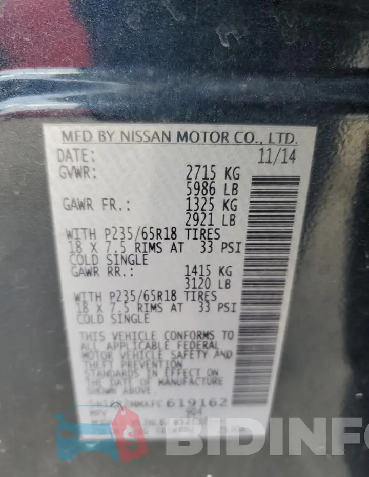5N1AR2MMXFC619162 Photo# 13