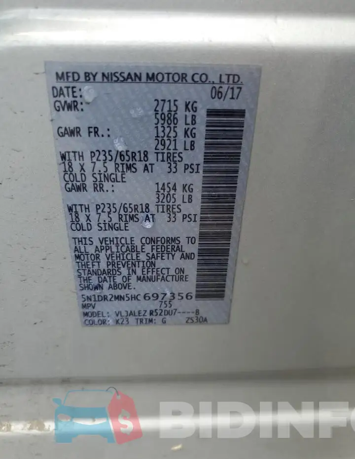 5N1DR2MN5HC697356 Photo# 13