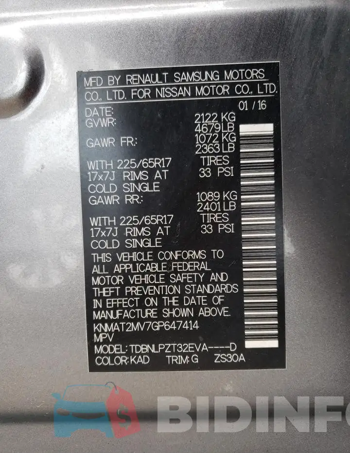 KNMAT2MV7GP647414 Photo# 13