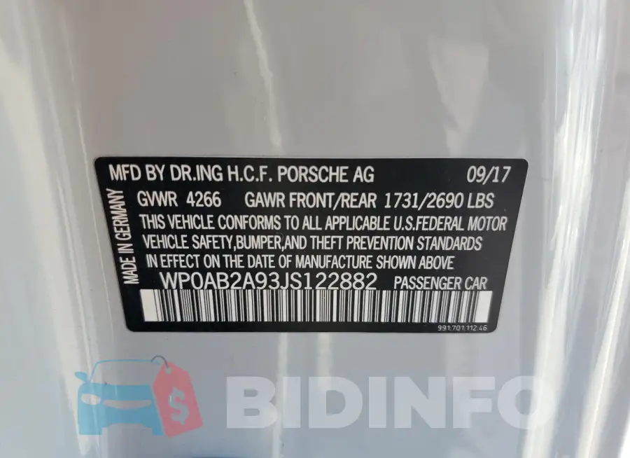 WP0AB2A93JS122882 Photo# 13
