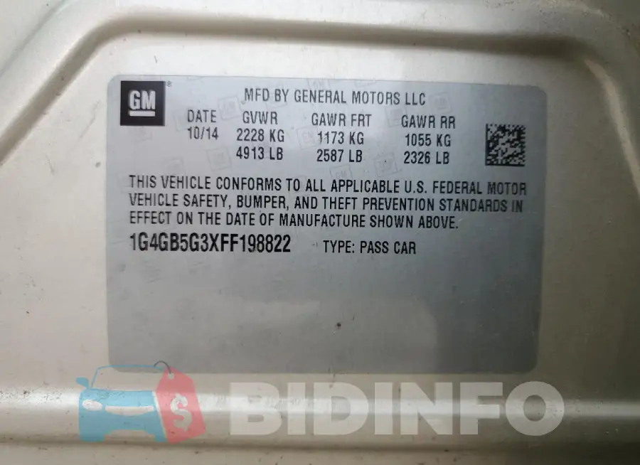 1G4GB5G3XFF198822 Photo# 12