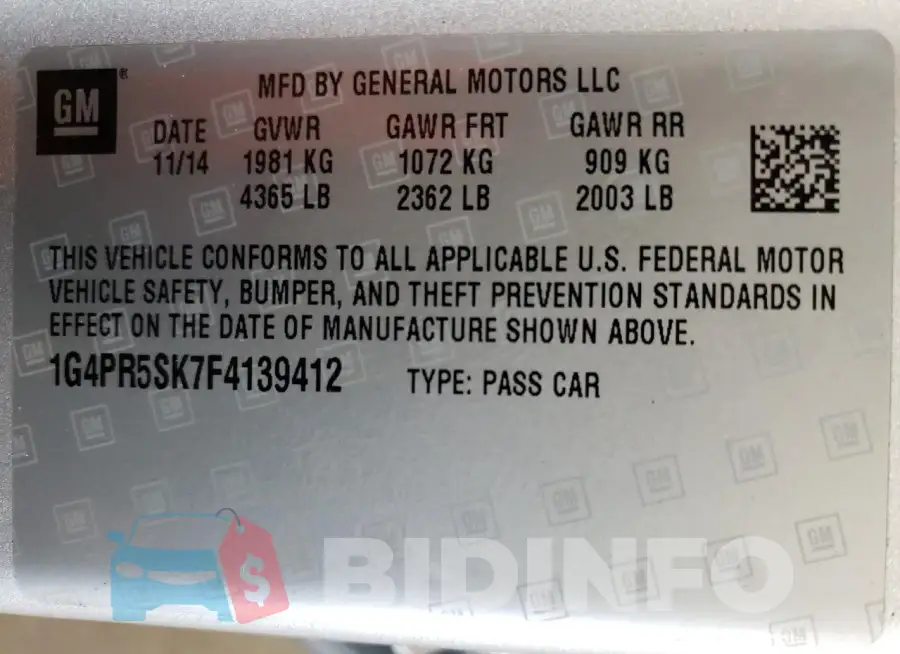 1G4PR5SK7F4139412 Photo# 12