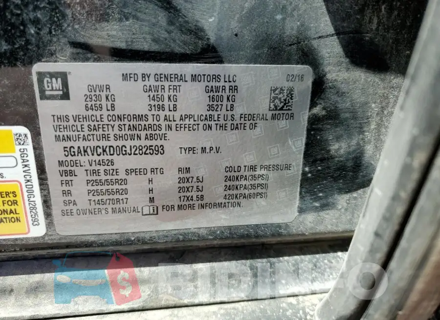 5GAKVCKD0GJ282593 Photo# 13