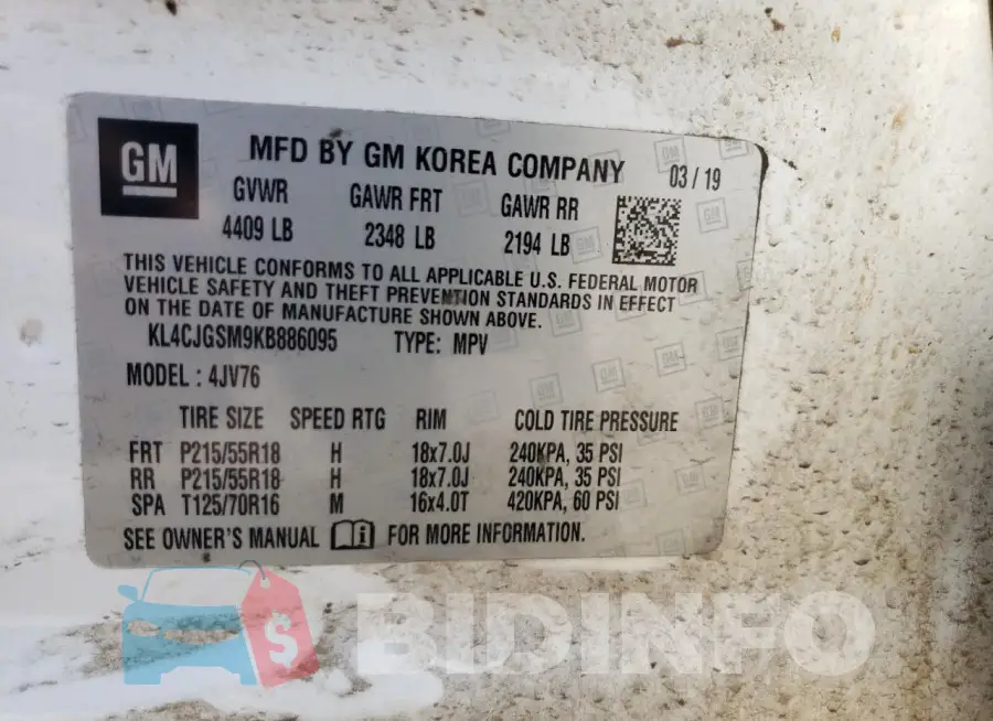 KL4CJGSM9KB886095 Photo# 14