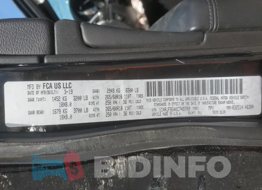 1C4RJFBG4KC749709 Photo# 14