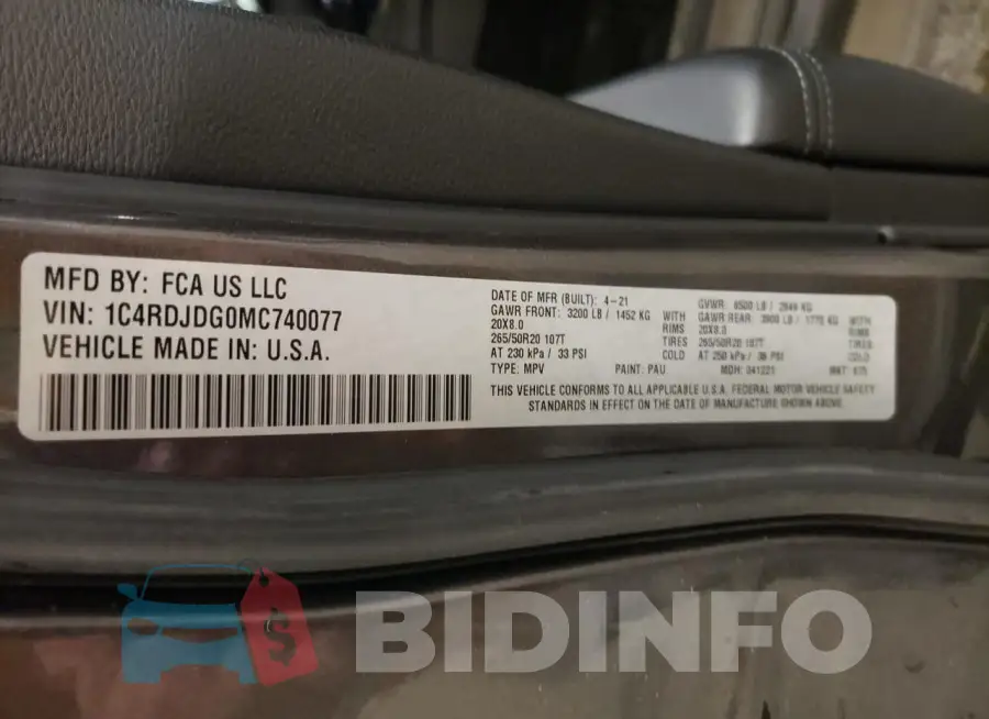 1C4RDJDG0MC740077 Photo# 13