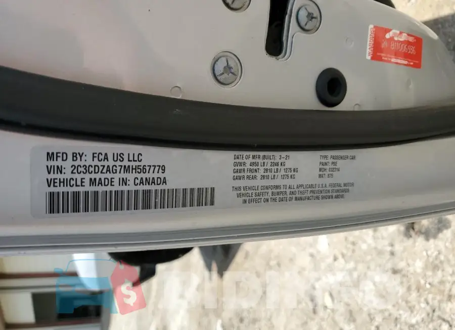 2C3CDZAG7MH567779 Photo# 13