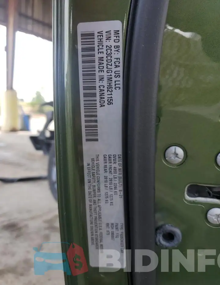 2C3CDZJG1MH621156 Photo# 12