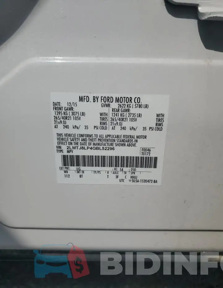 2LMTJ8LP4GBL52296 Photo# 13