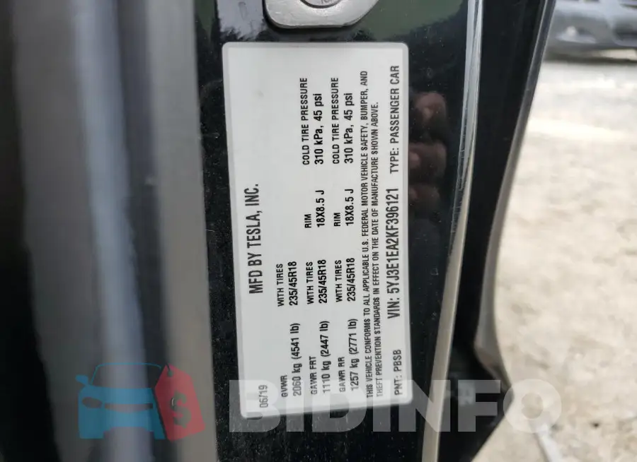 5YJ3E1EA2KF396121 Photo# 13