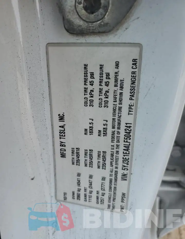 5YJ3E1EA4LF504241 Photo# 12