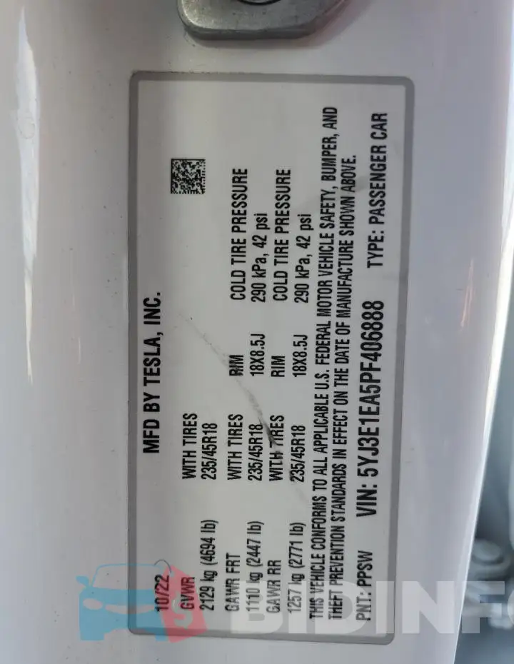 5YJ3E1EA5PF406888 Photo# 12