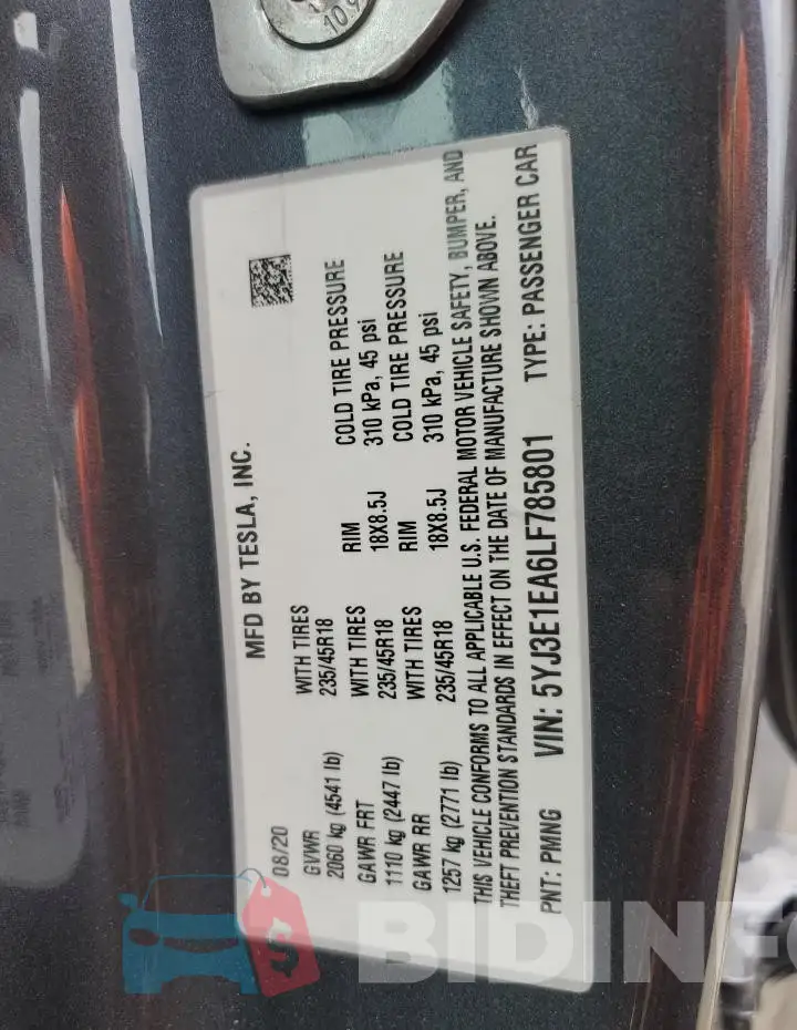 5YJ3E1EA6LF785801 Photo# 13
