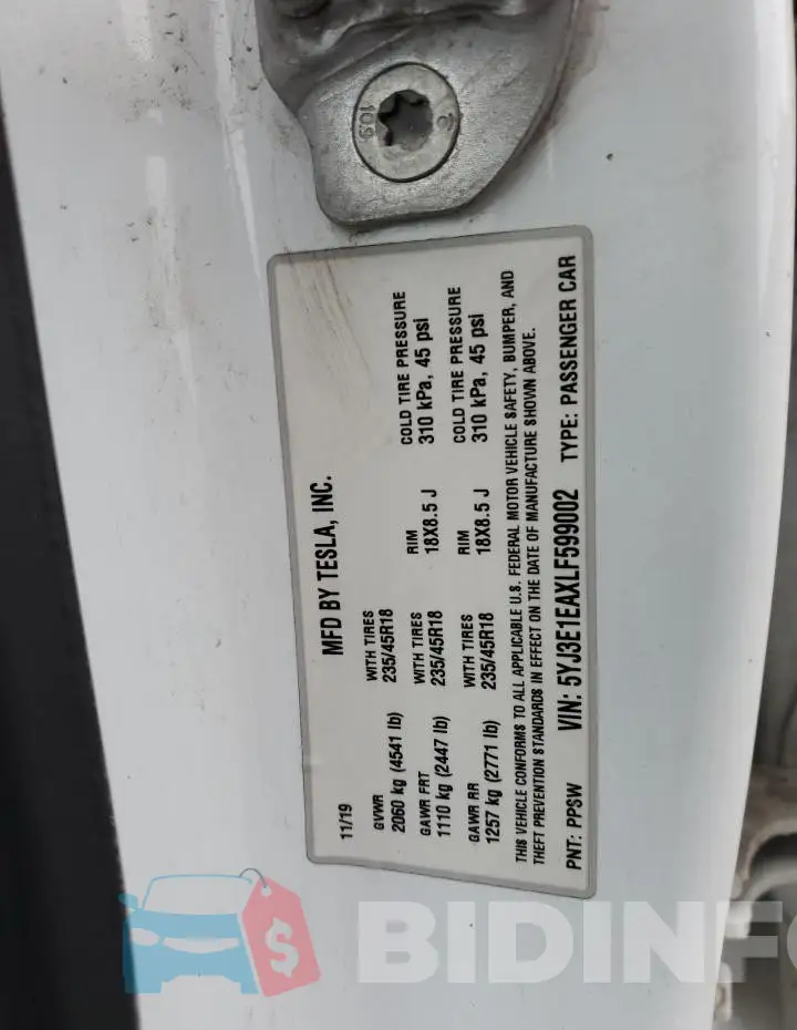 5YJ3E1EAXLF599002 Photo# 12