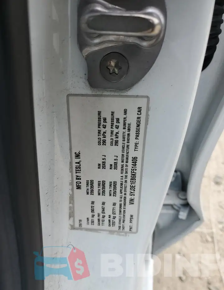 5YJ3E1EB6KF514406 Photo# 12