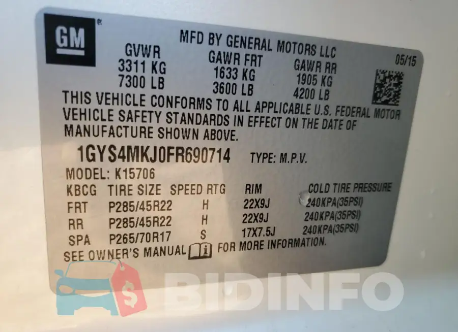 1GYS4MKJ0FR690714 Photo# 13