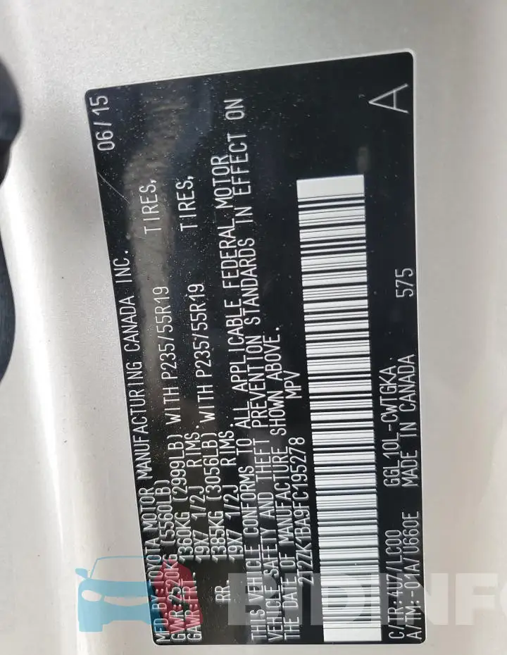 2T2ZK1BA9FC195278 Photo# 13