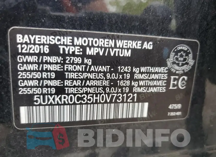 5UXKR0C35H0V73121 Photo# 13
