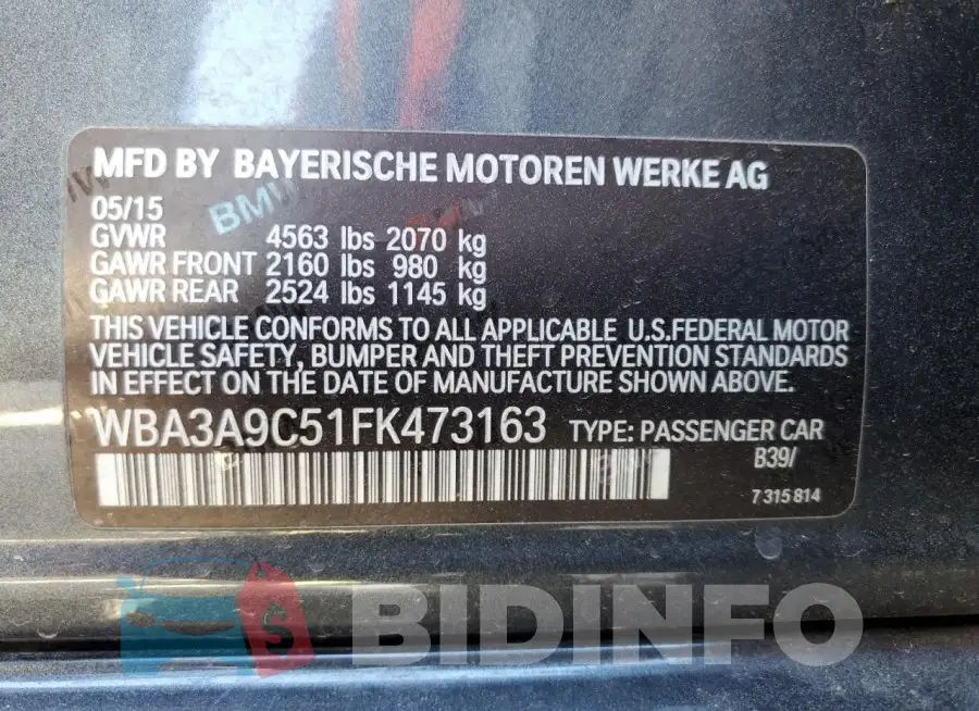 WBA3A9C51FK473163 Photo# 12