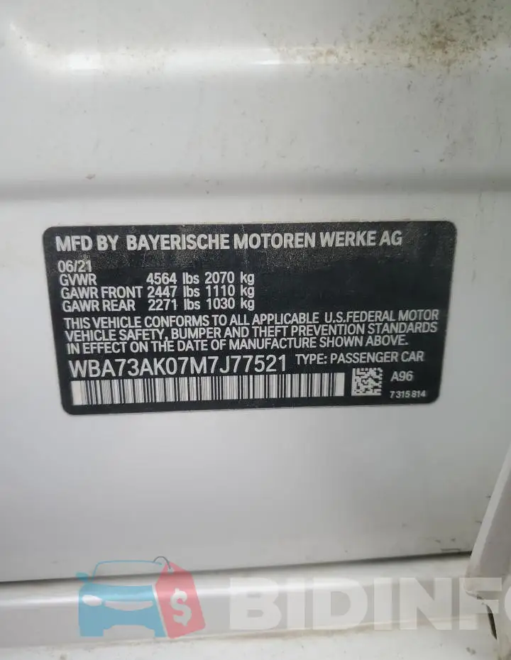 WBA73AK07M7J77521 Photo# 12