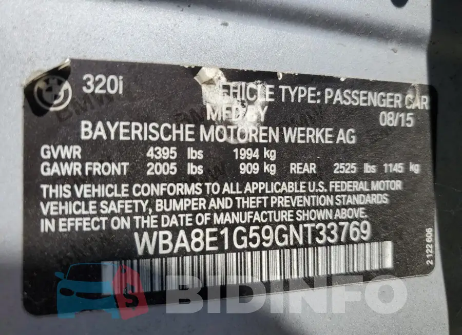 WBA8E1G59GNT33769 Photo# 12