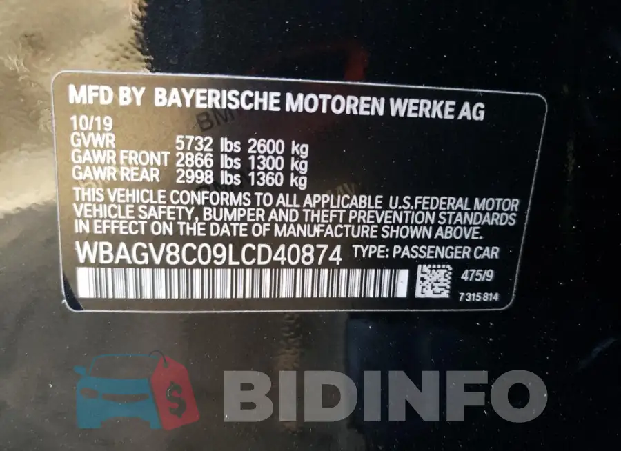 WBAGV8C09LCD40874 Photo# 12