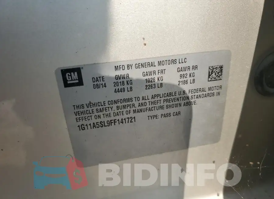 1G11A5SL9FF141721 Photo# 12