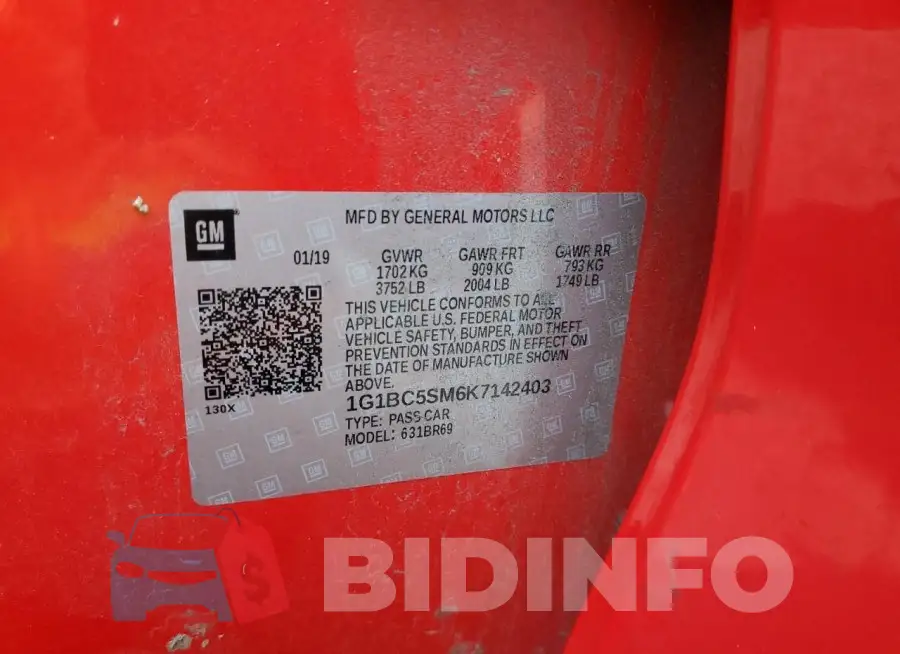 1G1BC5SM6K7142403 Photo# 12