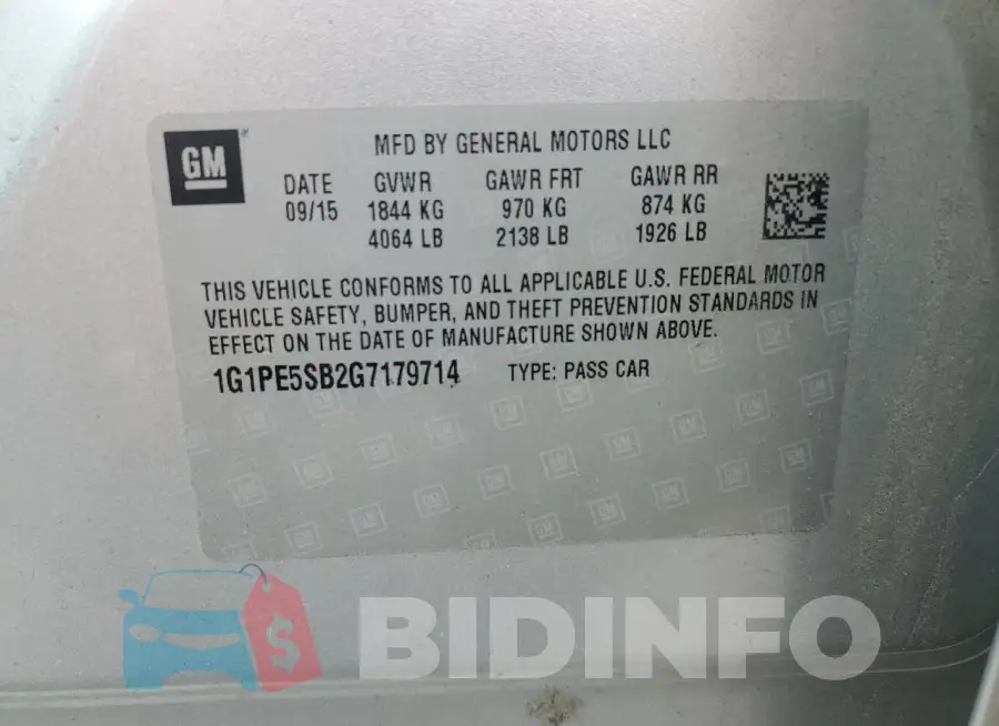 1G1PE5SB2G7179714 Photo# 13