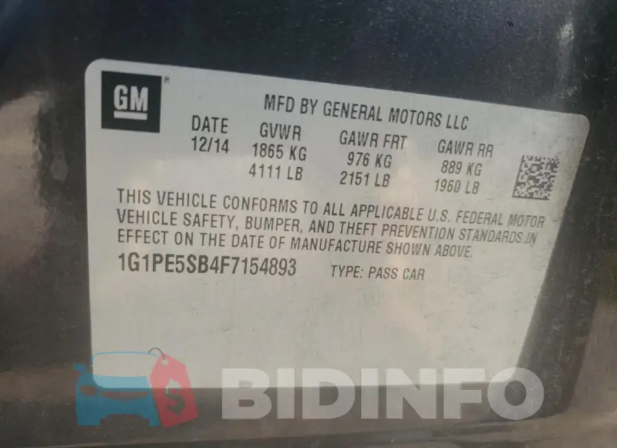 1G1PE5SB4F7154893 Photo# 13