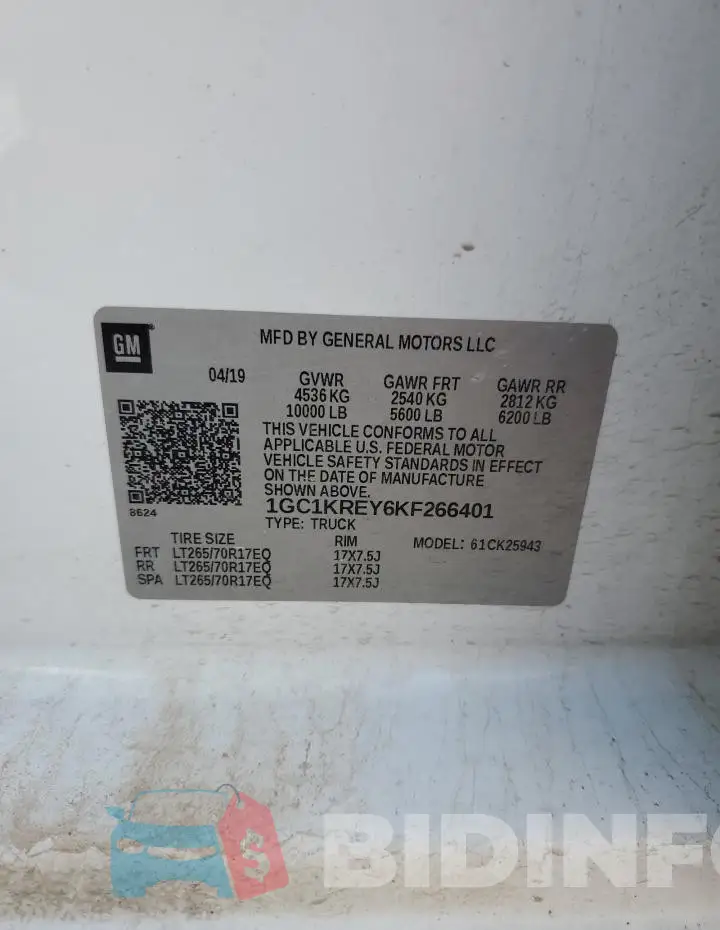 1GC1KREY6KF266401 Photo# 12