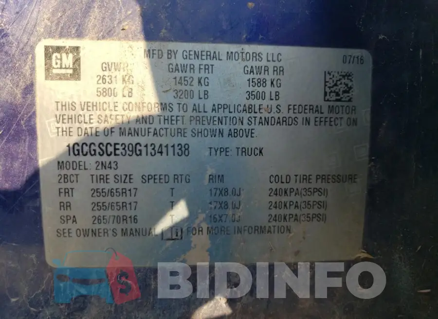 1GCGSCE39G1341138 Photo# 13