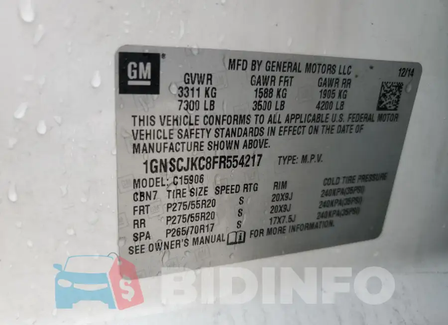 1GNSCJKC8FR554217 Photo# 13