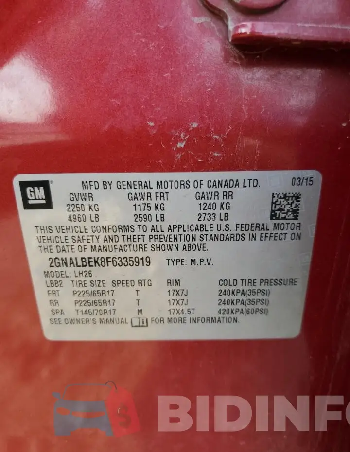 2GNALBEK8F6335919 Photo# 13