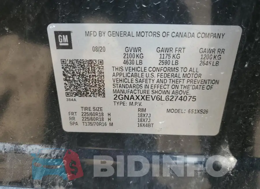 2GNAXXEV6L6274075 Photo# 12
